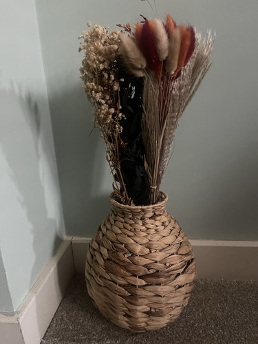 Natural wicker vase rustic - natural, vase|