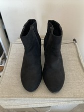 Evans Black Block Heeled Ankle Boots Size 5EEE
