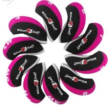 10Pcs Wilson Staff Club Golf Iron Head Covers Headcovers Neoprene Pink