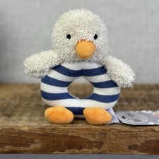 Jellycat Baby Berdita Duck Grabber - Navy/white Duck Baby Soft Toy Rattle
