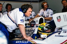 Ayrton Senna Williams FW16 Renault watches a timing monitor with P- Old Photo