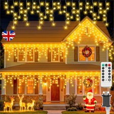 600 LED Icicle Lights 18M Super Bright Christmas Snowing Effect Outdoor Light UK