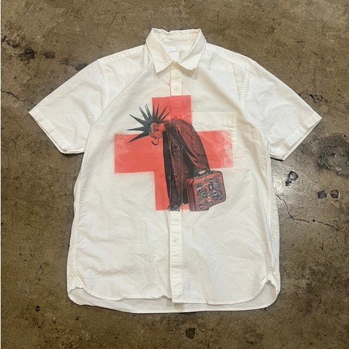White short sleeve button - white, down