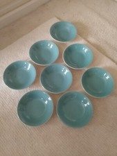 8x Poole Pottery large twintone green dessert bowls 8"