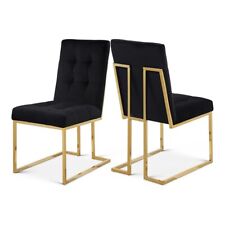 Black Velvet Dining Chairs with Gold Legs (Set Of 2)