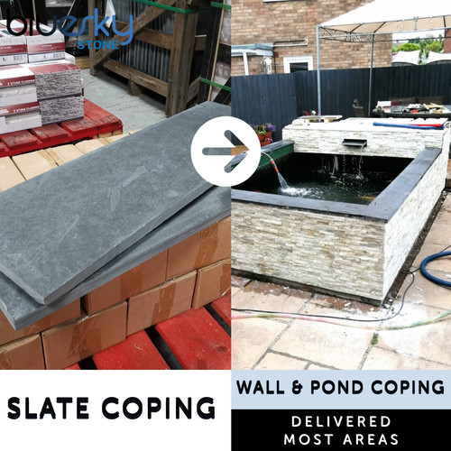 Black slate coping pond - slate,