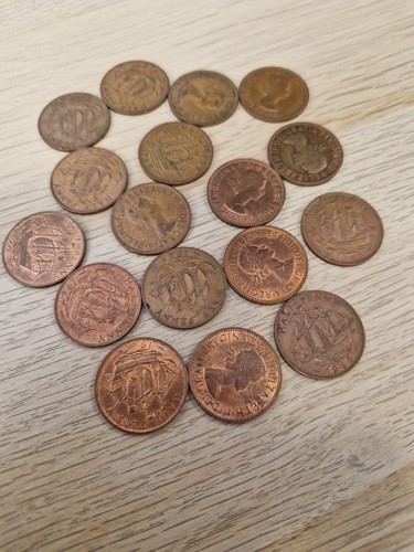 Three halfpenny coins - three,