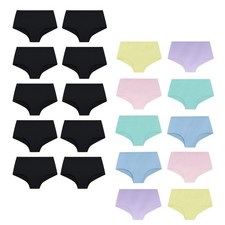 GIRLS 10 PACK HIPSTER SHORTS KNICKERS UNDERWEAR 100% COTTON AGE 5-16