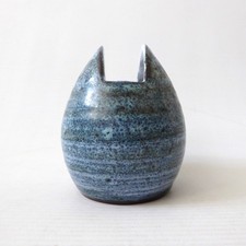 Prima Pottery Marcus Goldberger Folkestone vintage posy vase, duck egg blue egg