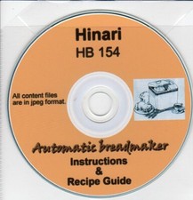 1 x CD Hinari Breadmaker Instruction book / Recipe book on CD various models