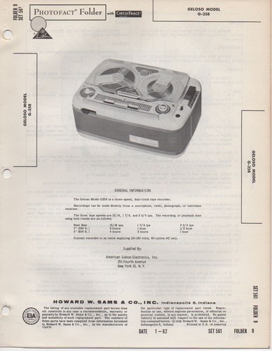1962 geloso 258 tape - g-258,