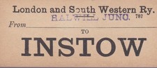 LSWR Railway Luggage Label INSTOW (STAMPED HALWILL JCT)