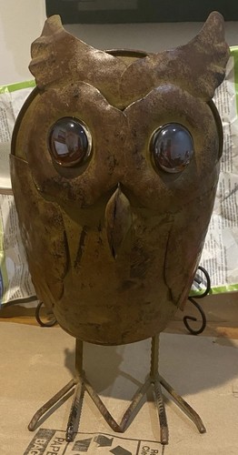 Metal owl planter rustic - metal,