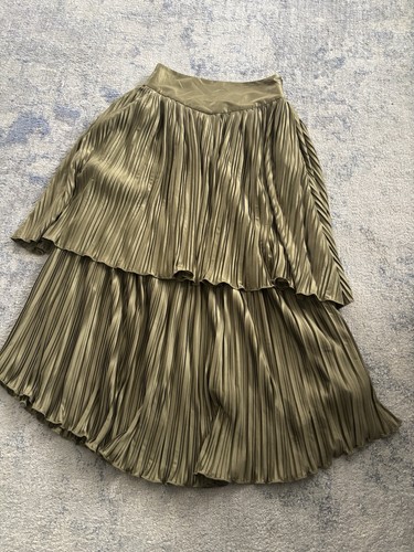 Women layered pleaded skirt - layered,