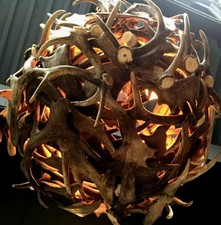 Vintage Rustic Fallow deer Antler Chandelier Sphere - Delivery Available 