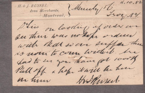 Canada 1882 postal card j - h, &