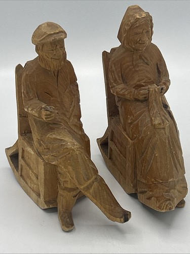 Pair folk art wood hand - pair, carved