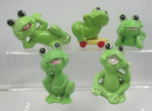 Green frog glossy porcelain - frog,