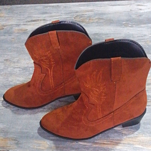 Women brown suede cowboy - suede,