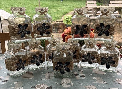 Hand decorated glass jars - decorated,