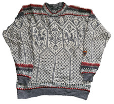 Dale Garn Wool Jumper Sweater 2XL Men Vintage Handknit Lillehammer  Long Length