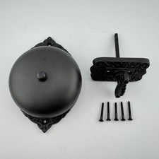 Transitional Victorian Mechanical Twist Door Bell Black Iron - NEW
