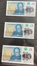 AA11 AA21 AA33 Bank Of England £5 Five Pound Notes New issue Uncirculated