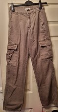 Girls Ladies Pull And Bear Greeny Khaki Cargo Pants Trousers Eur34 4-6?