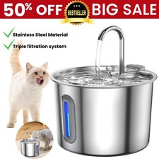 2.2L Cat Water Fountain for Drinking, Stainless Steel Cat Fountain Faucet Design