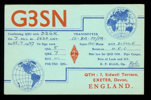 Qsl card radio - uk, g3sn