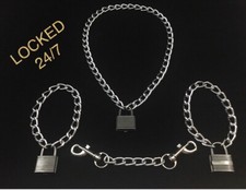 Bondage Chain Restraint Locked Chain And Wrist Chains Owned Hotwife Gay Fetish