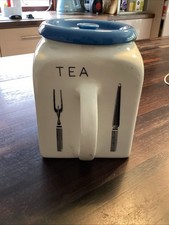 Bristol Long Line Kitchen Ware Pountney & Co Tea Jar Blue Lid Vintage