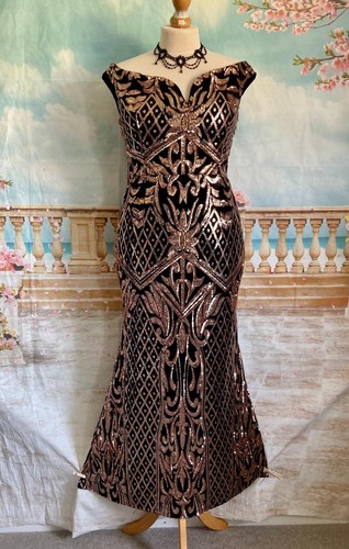 Evening dress black gold - black,
