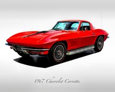 Classic Cars - 1967 Chevrolet Corvette Rally Red - Print