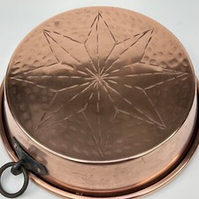 ANTIQUE FRENCH RUSTIC HANDCRAFTED COPPER EMBOSSED PATTERN COOKING DISH