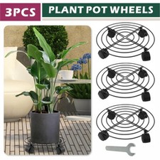 3X Heavy Duty Solid Steel Plant Pot Caddy Plant Pot Wheels Mover Trolley 30cm