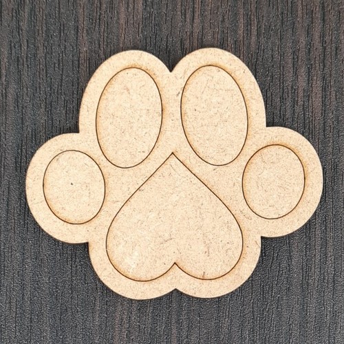 Wooden mdf heart - wooden, paw