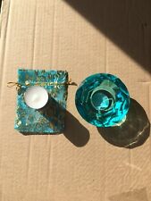 Glass Tea Light Holder (Turquoise) With Tea Lights Set - Excellent ?️?️?️