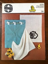 Sirdar 3210 knitting & crochet pattern baby DK pram cover blankets in 3 styles