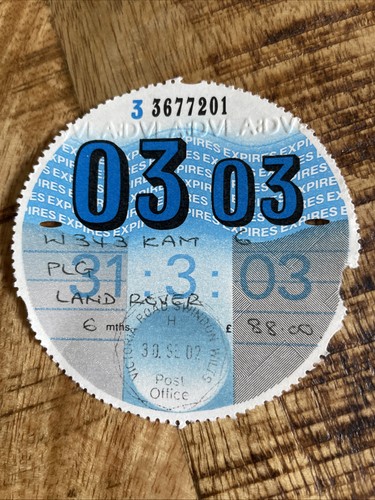 Old tax disc march 2003 - disc, (land