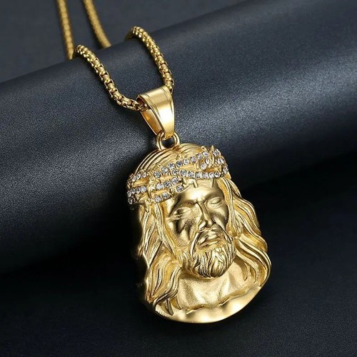 18k gold jesus piece pendant - jesus,