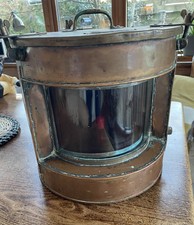 Large Antique Brass and Copper Port side Lantern by Shire Trawlers of Grimsby