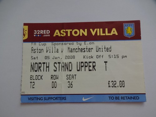 Ticket stub aston villa v - villa,