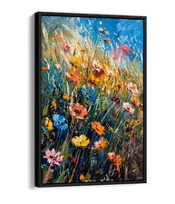 A BUNCH OF COLOURFUL WILD FLOWERS FLOAT EFFECT FRAME CANVAS ART PIC PRINT