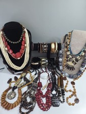 Vintage Ethnic Tribal Carved wood African Jewellery Bundle Necklaces Bracelets 