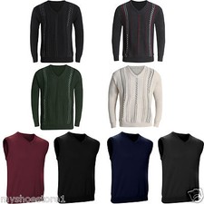 New Mens V Neck Jumper Pullover Sweater Long Sleeve Knitted Top Soft New  Stripe