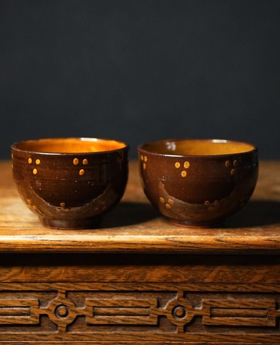 Pair studio pottery bowls - pair,