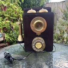 Vintage GEC Wooden & Brass Telephone 