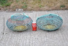 2x vintage crustacean trap old pot trap metal crab lobster catcher