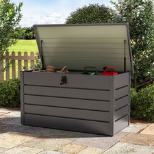 Large Outdoor Storage Box Garden Patio Metal / Plastic Chest Lid Container Tool